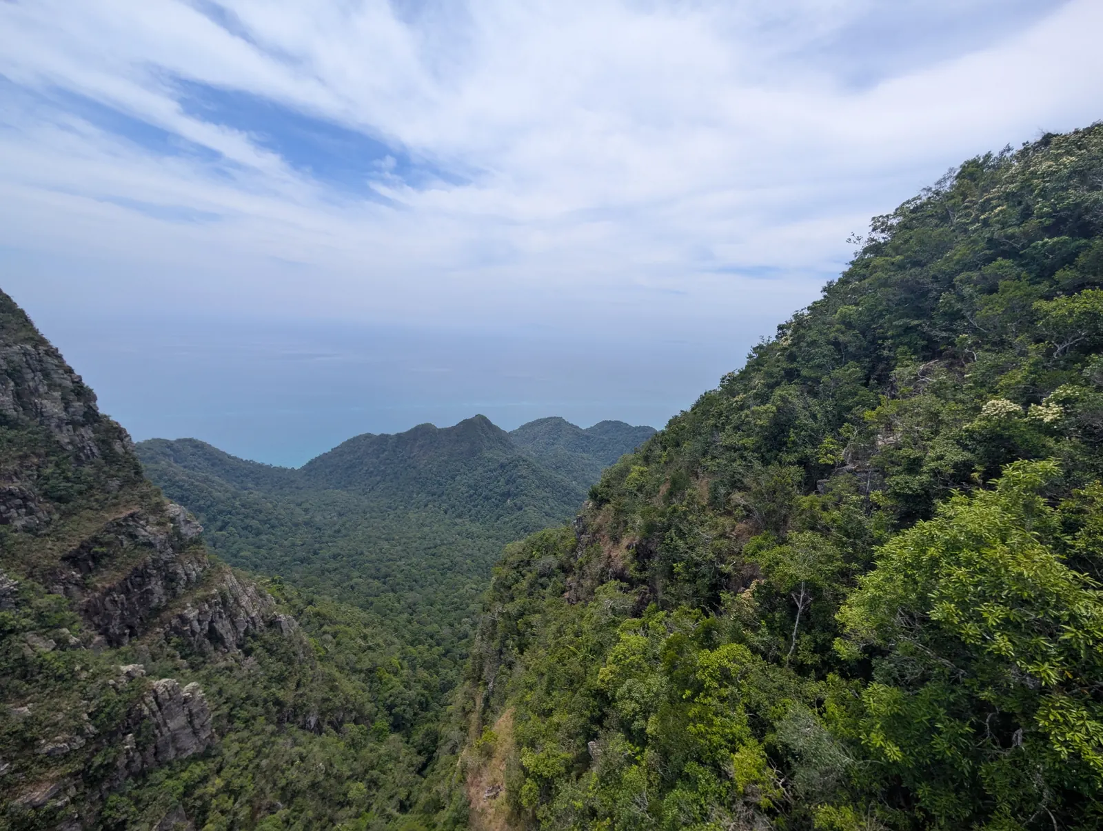 Vue sur la for&ecirc;t du Gunung Machinchang et la mer depuis le sommet
